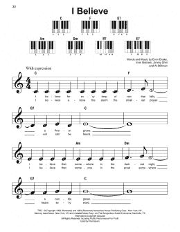 page one of I Believe (Super Easy Piano)