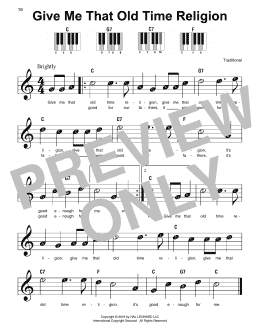 page one of Give Me That Old Time Religion (Super Easy Piano)