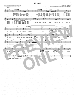 page one of My Love (Lead Sheet / Fake Book)
