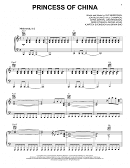 page one of Princess Of China (Piano, Vocal & Guitar Chords (Right-Hand Melody))