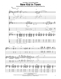 page one of New Kid In Town (Guitar Tab)