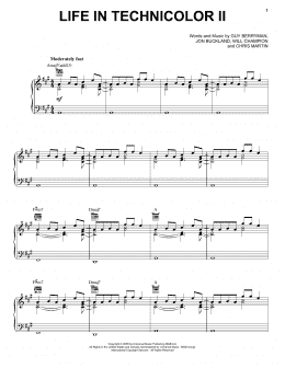 page one of Life In Technicolor II (Piano, Vocal & Guitar Chords (Right-Hand Melody))