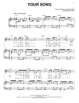 page one of Your Song (Piano & Vocal)