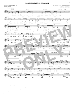 page one of I'll Never Love This Way Again (Lead Sheet / Fake Book)