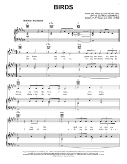 page one of Birds (Piano, Vocal & Guitar Chords (Right-Hand Melody))