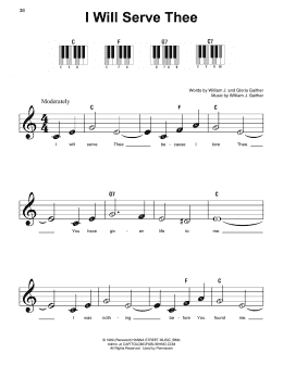 page one of I Will Serve Thee (Super Easy Piano)