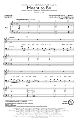 page one of Meant To Be (feat. Florida Georgia Line) (arr. Mac Huff) (SAB Choir)