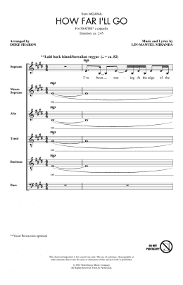 page one of How Far I'll Go (from Moana) (arr. Deke Sharon) (SSATBB Choir)