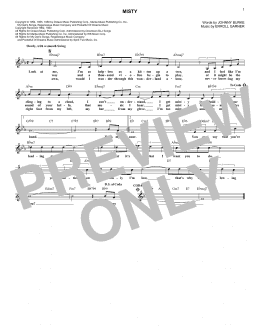 page one of Misty (Lead Sheet / Fake Book)