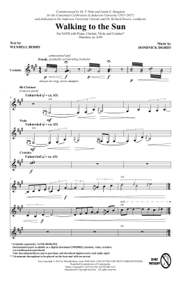 page one of Walking To The Sun (SATB Choir)