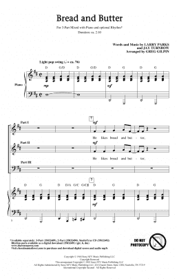 page one of Bread And Butter (arr. Greg Gilpin) (3-Part Mixed Choir)