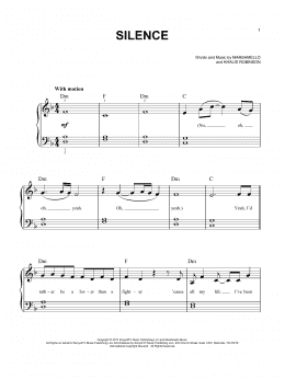 page one of Silence (feat. Khalid) (Easy Piano)