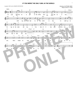 page one of If You Were The Only Girl In The World (Lead Sheet / Fake Book)