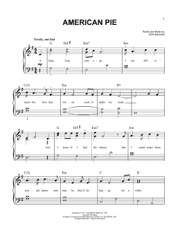 page one of American Pie (Easy Piano)