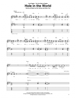 page one of Hole In The World (Guitar Tab)