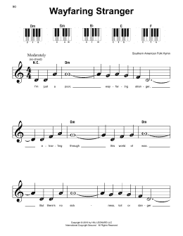 page one of Wayfaring Stranger (Super Easy Piano)