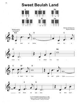 page one of Sweet Beulah Land (Super Easy Piano)