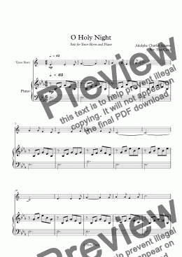 page one of O Holy Night. For Solo Tenor-Horn in Eb and Piano
