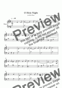 page one of O Holy Night. For Easy Piano