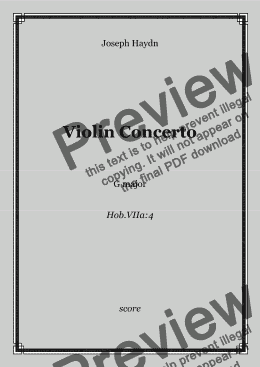 page one of J. Haydn - Violin Concerto G major, Hob.VIIa:4, score and parts