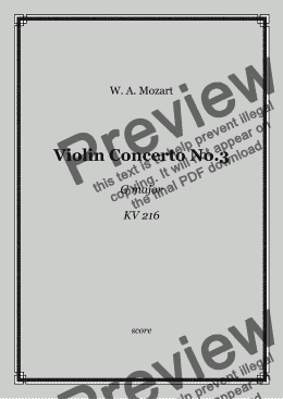 page one of Mozart - Violin Concerto No.3  G major, KV 216, score and parts