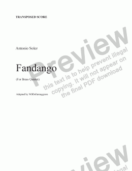 page one of Fandango (transp. score)