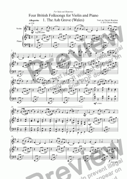 page one of Four British Folksongs for Violin and Piano