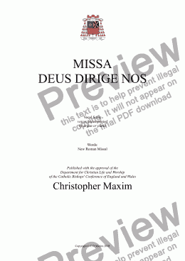 page one of Missa Deus Dirige Nos (New Roman Missal / Voices & Piano or Organ)