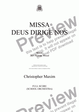 page one of Missa Deus Dirige Nos (New Roman Missal / Voices & School Orchestra)
