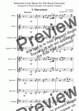 page one of Selections From 'Music For The Royal Fireworks'