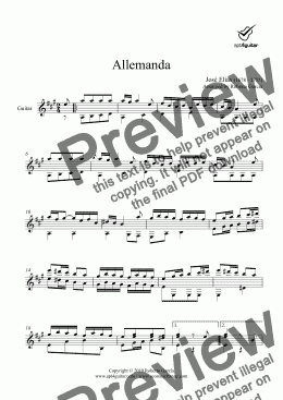 page one of Allemanda for solo guitar