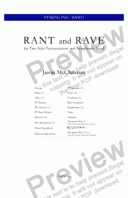page one of Rant and Rave - for Two Percussionists and Symphonic Band