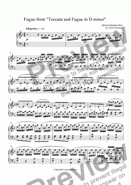page one of Fugue from Toccata and Fugue in D minor