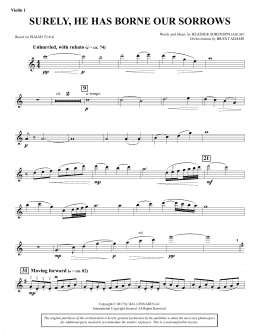 page one of Surely, He Has Borne Our Sorrows - Violin 1 (Choir Instrumental Pak)
