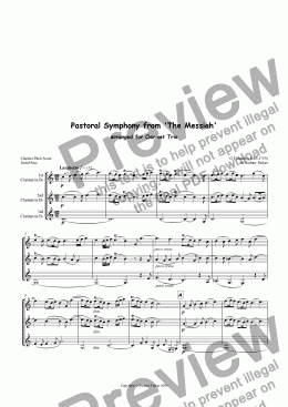 page one of Pastoral Symphony from 'The Messiah' arr for Clarinet Trio
