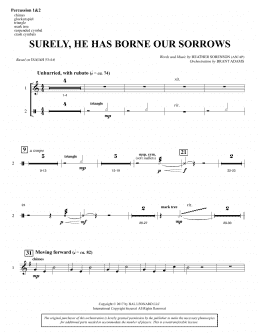 page one of Surely, He Has Borne Our Sorrows - Percussion 1 & 2 (Choir Instrumental Pak)