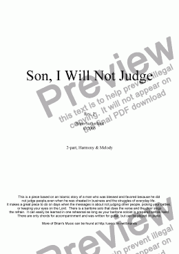 page one of Son, I Will Not Judge