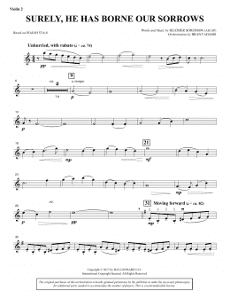 page one of Surely, He Has Borne Our Sorrows - Violin 2 (Choir Instrumental Pak)
