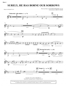page one of Surely, He Has Borne Our Sorrows - F Horn 1 (Choir Instrumental Pak)