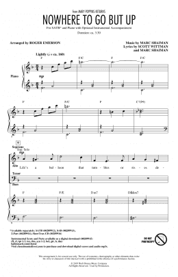 page one of Nowhere To Go But Up (from Mary Poppins Returns) (arr. Roger Emerson) (SATB Choir)