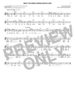 page one of What The World Needs Now Is Love (Lead Sheet / Fake Book)