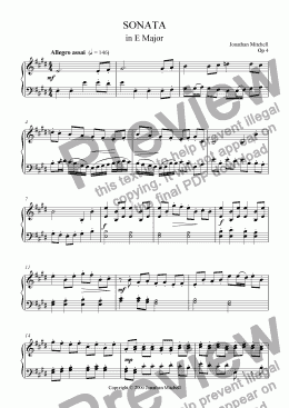 page one of Piano Sonata in E Major