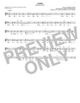 page one of Yours (Quiereme Mucho) (Lead Sheet / Fake Book)