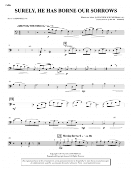 page one of Surely, He Has Borne Our Sorrows - Cello (Choir Instrumental Pak)