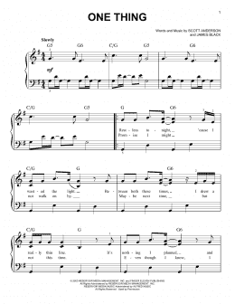page one of One Thing (Easy Piano)