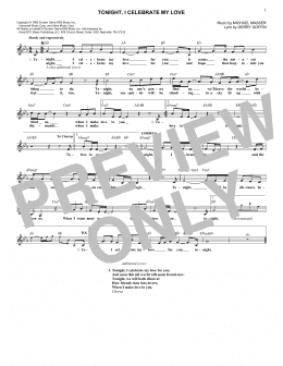 page one of Tonight, I Celebrate My Love (Lead Sheet / Fake Book)