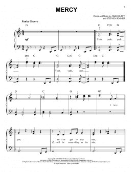 page one of Mercy (Easy Piano)