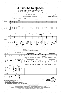 page one of A Tribute To Queen (Medley) (arr. Mark Brymer) (2-Part Choir)