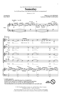 page one of Someday (from The Hunchback Of Notre Dame) (arr. Mac Huff) (SATB Choir)