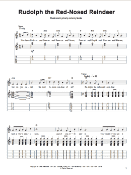 page one of Rudolph The Red-Nosed Reindeer (Guitar Tab (Single Guitar))
